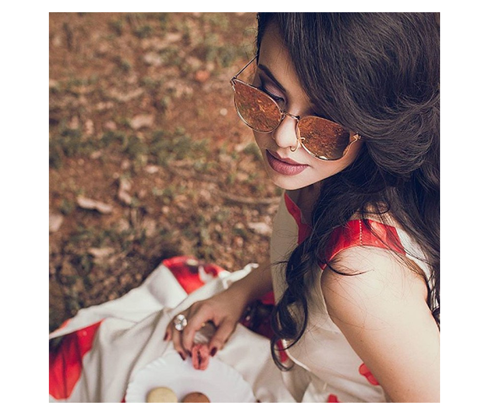 Ochelari Cat Eyes albastru/auriu