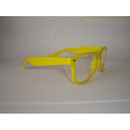 Ochelari Wayfarer lentila transparenta rama galbena